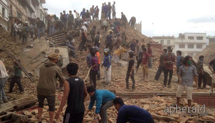 Buildings Collapses after Massive Earthquake Rock Nepal