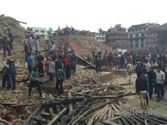 Buildings Collapses after Massive Earthquake Rock Nepal