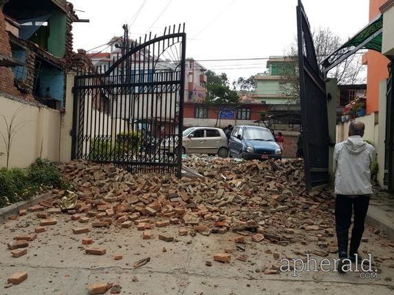 Buildings Collapses after Massive Earthquake Rock Nepal