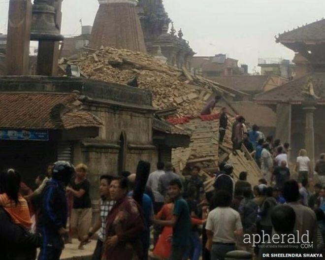 Buildings Collapses after Massive Earthquake Rock Nepal