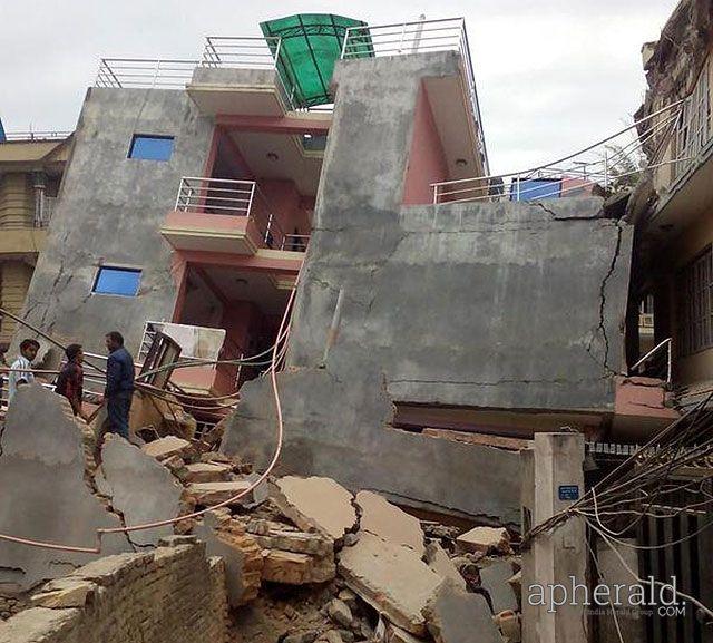 Buildings Collapses after Massive Earthquake Rock Nepal