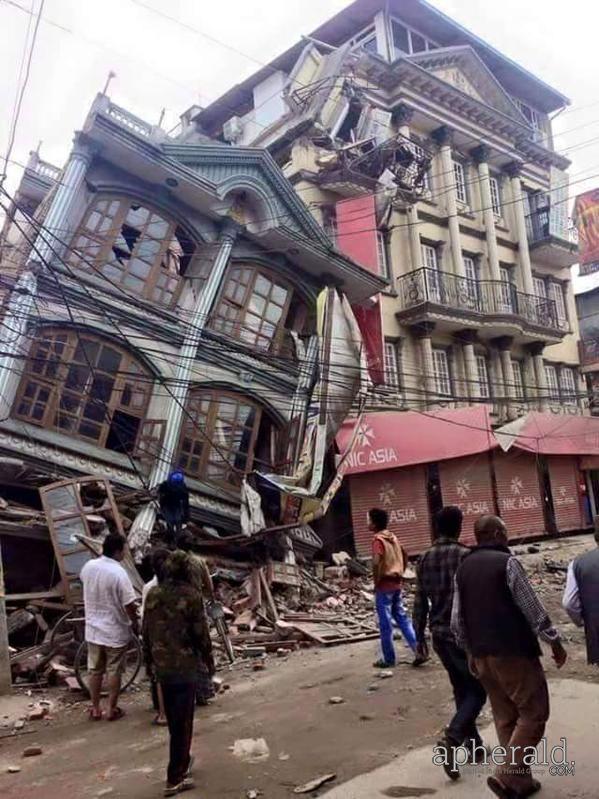 Buildings Collapses after Massive Earthquake Rock Nepal