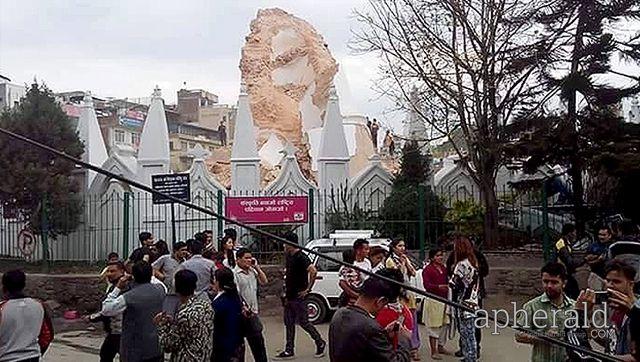 Buildings Collapses after Massive Earthquake Rock Nepal