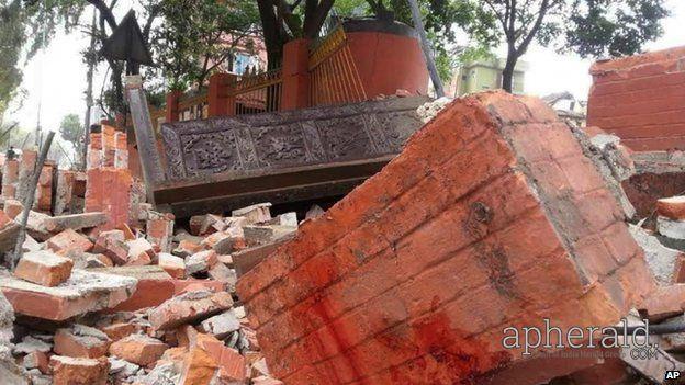 Buildings Collapses after Massive Earthquake Rock Nepal