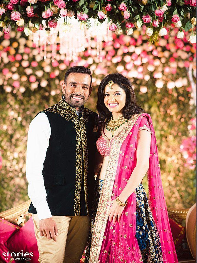 Cricketer Robin Uthappa Sheetal Wedding Reception Photos