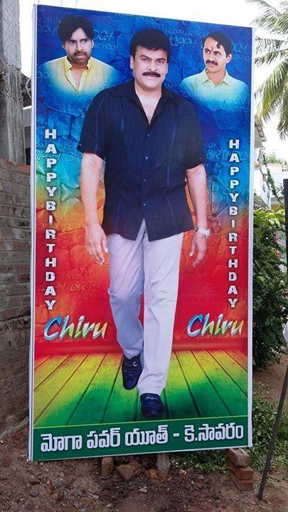 Fans wishes Mega Star Chiranjeevi Happy Birthday Cutouts
