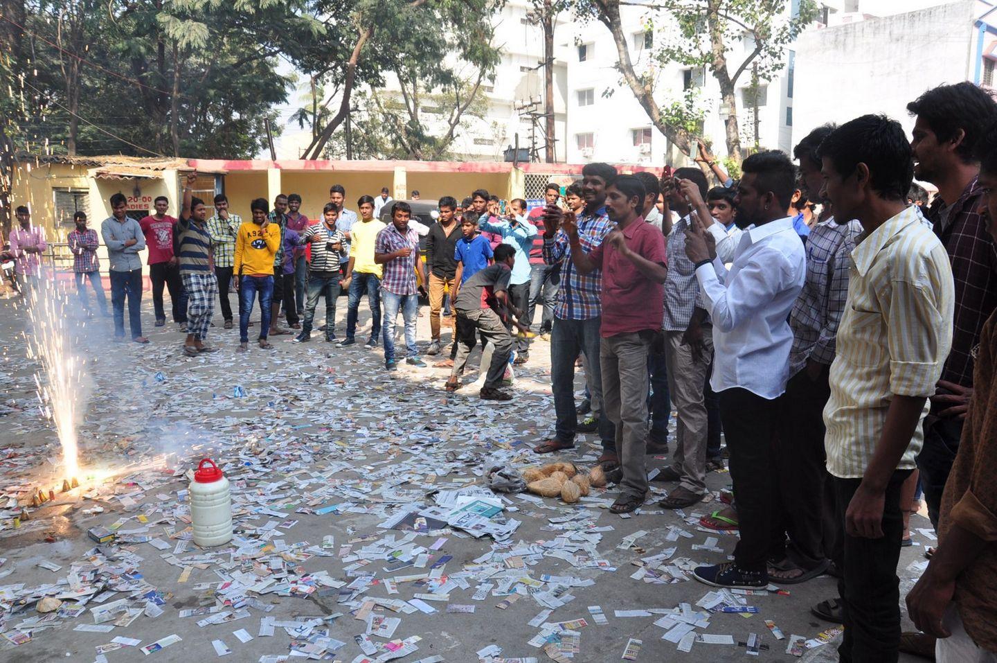 Jr NTR Fans Hangama at Theaters