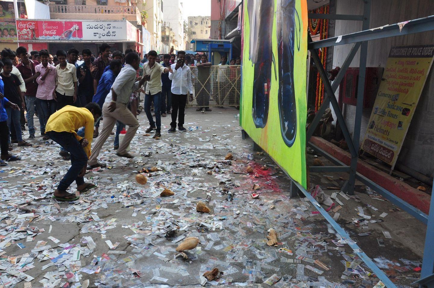 Jr NTR Fans Hangama at Theaters