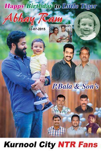 Jr NTR Son Abhay Ram First Birthday Wishes Banners