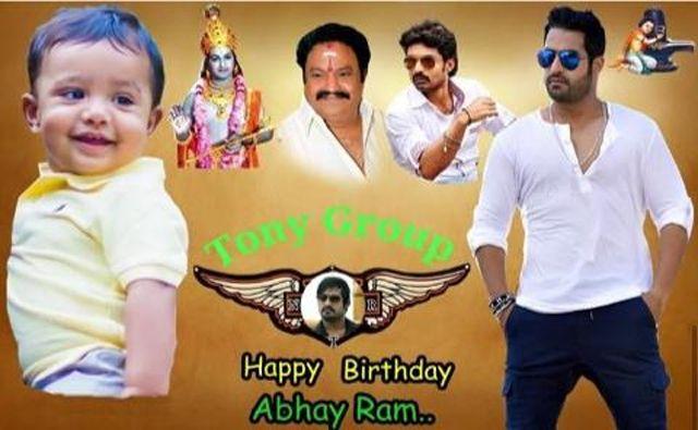 Jr NTR Son Abhay Ram First Birthday Wishes Banners