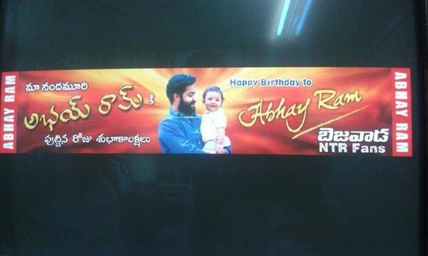 Jr NTR Son Abhay Ram First Birthday Wishes Banners