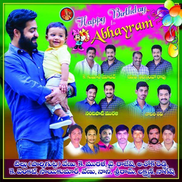 Jr NTR Son Abhay Ram First Birthday Wishes Banners