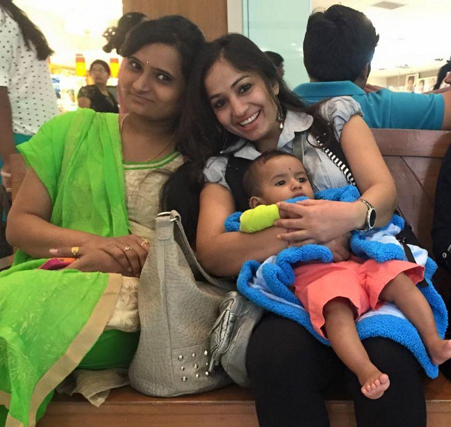 Madhavi Latha enjoying with Sister son