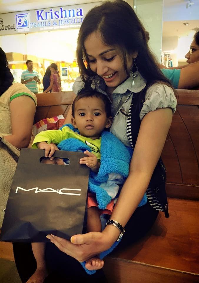 Madhavi Latha enjoying with Sister son