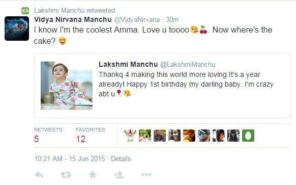 Manchu Lakshmi Daughter Vidya Nirvana Birthday Wishes Photos