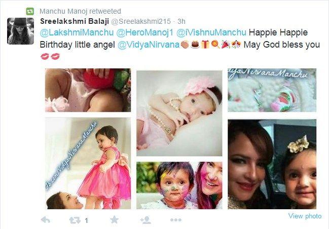 Manchu Lakshmi Daughter Vidya Nirvana Birthday Wishes Photos