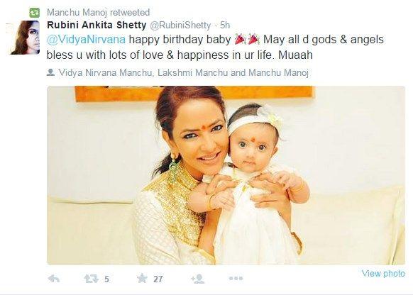 Manchu Lakshmi Daughter Vidya Nirvana Birthday Wishes Photos