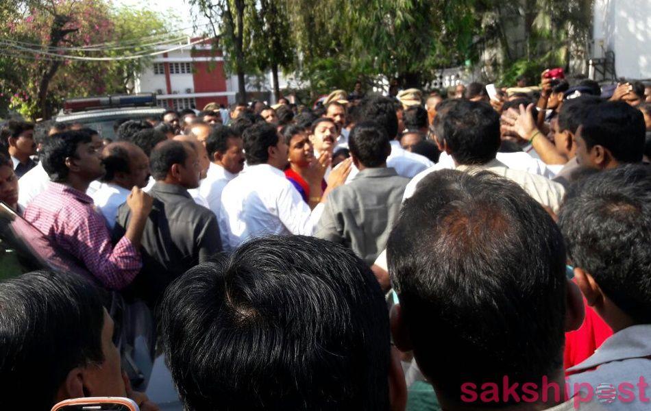 MLA RK Roja Protest at Gandhi Statue Photos