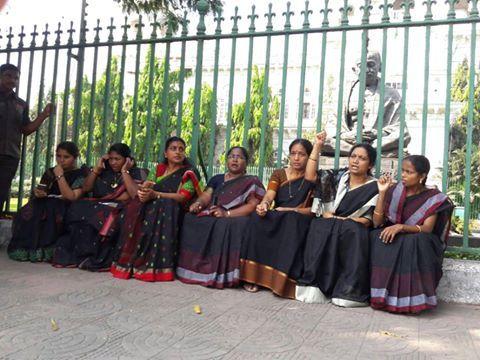 MLA RK Roja Protest at Gandhi Statue Photos
