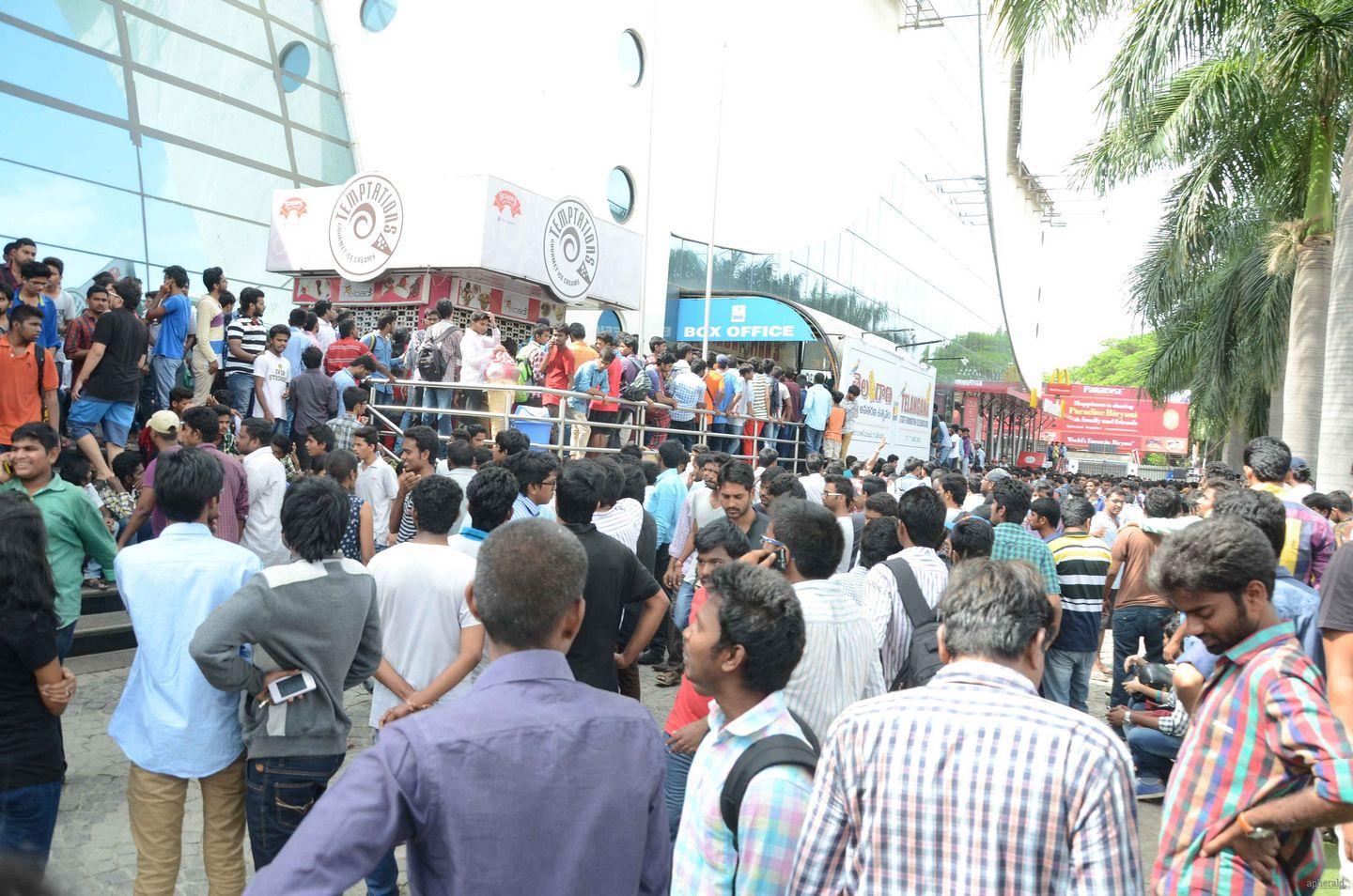 People waiting for Baahubali tickets at Prasads Imax 