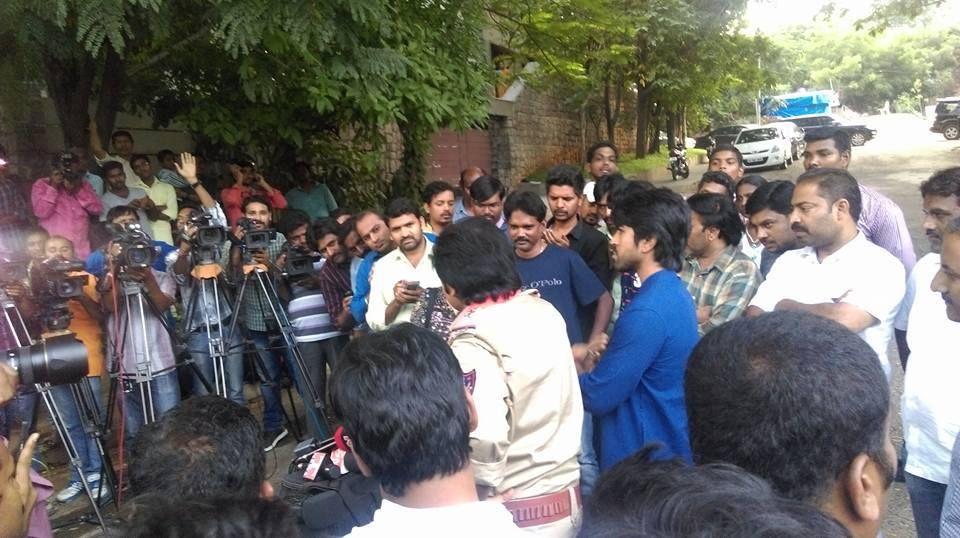 Power Star Pawan Kalyan talking to media with Ram Charan