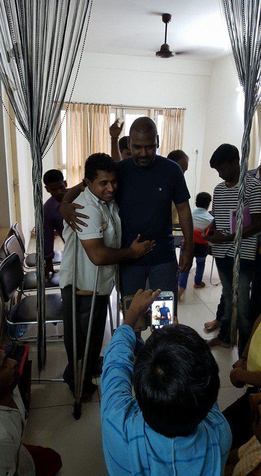 Raghava Lawrence With His Physically Challenged Students And Fans Photos