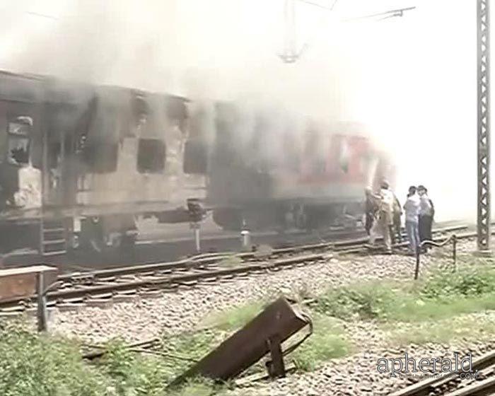 Rajdhani Express Trains Catch Fire Photos