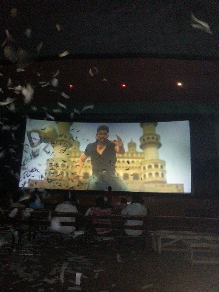 Sarrainodu Fans Hangama in Theater Photos