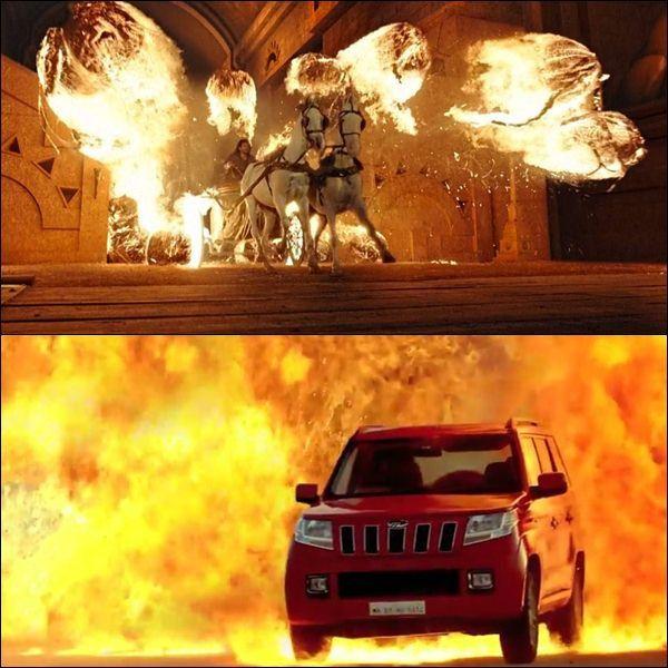 Similarities Between Baahubali And Mahindra TUV300 Ad Photos