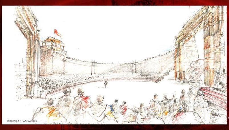 Superb Sketch of Rudramadevi Movie sets Photos