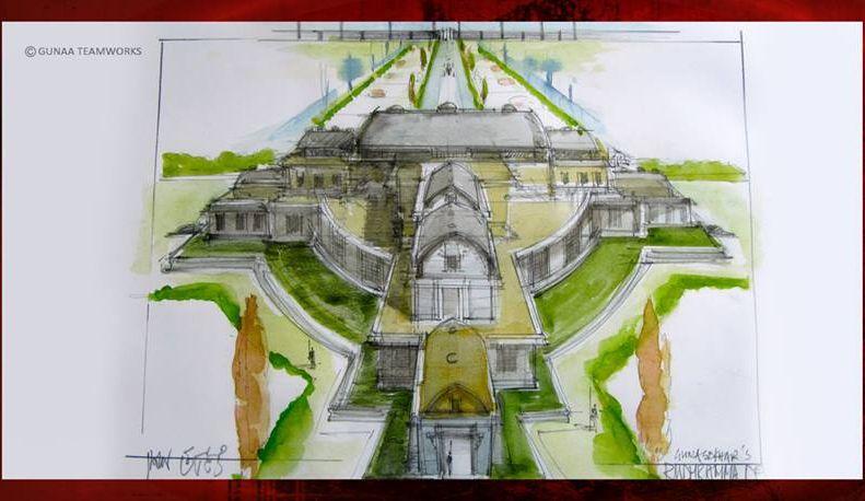 Superb Sketch of Rudramadevi Movie sets Photos