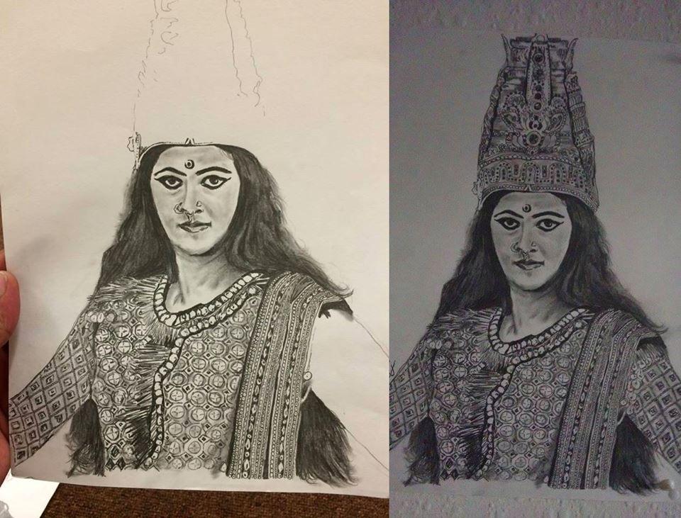 Superb Sketch of Rudramadevi Movie sets Photos