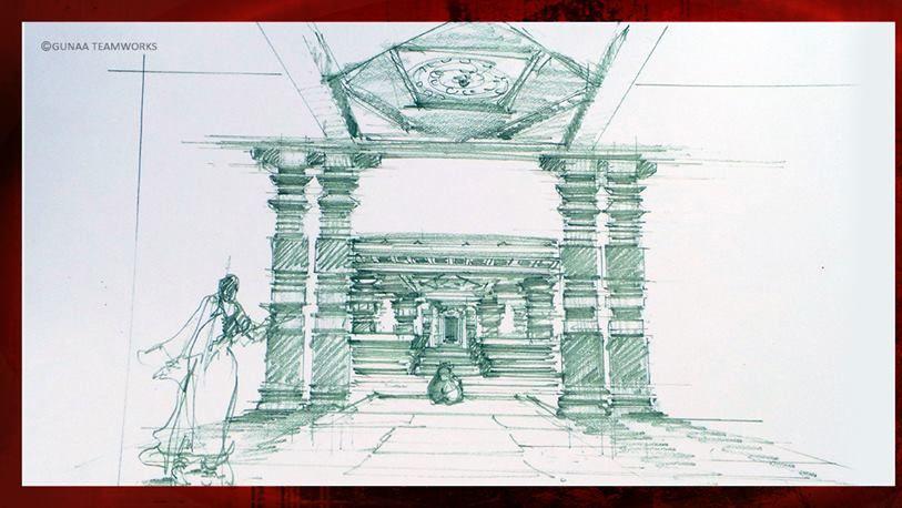 Superb Sketch of Rudramadevi Movie sets Photos