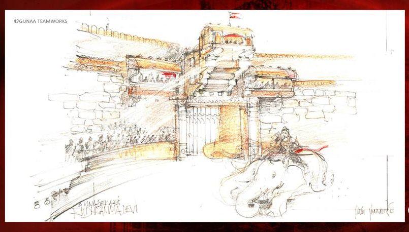 Superb Sketch of Rudramadevi Movie sets Photos