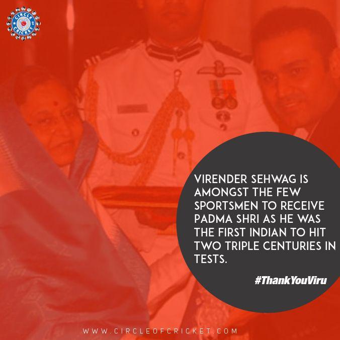 Virender Sehwag's achievement throughout his Career