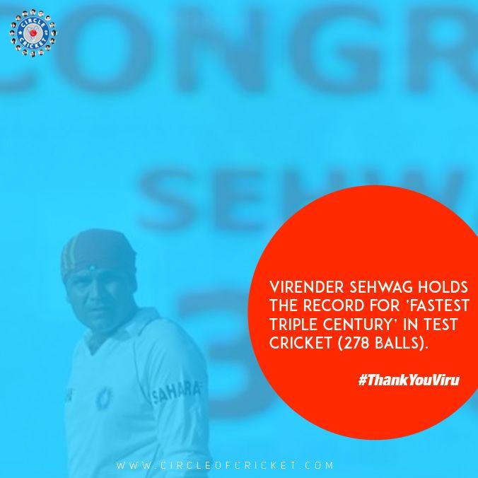 Virender Sehwag's achievement throughout his Career