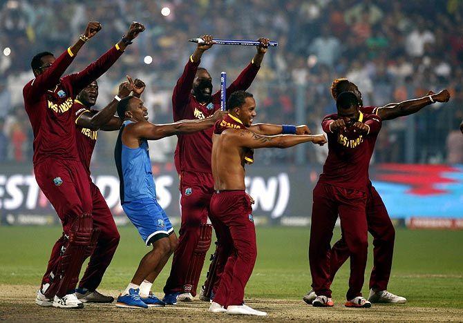 West Indies Celebrate in Champion Photos
