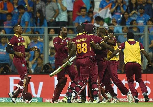 West Indies Celebrate in Champion Photos