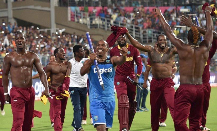 West Indies Celebrate in Champion Photos