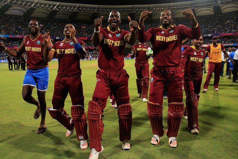 West Indies Celebrate in Champion Photos