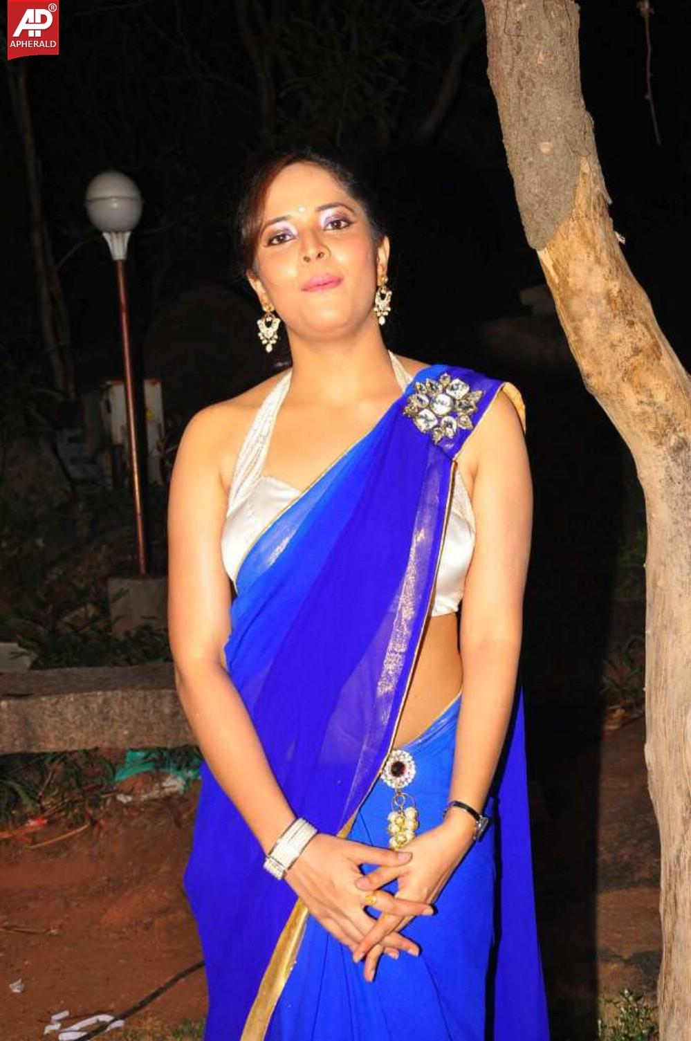 Anchor Anasuya Stills in Blue Saree