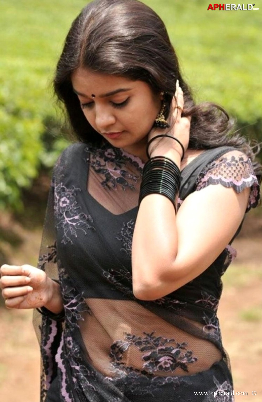 Colors Swathi in Black Saree Photos