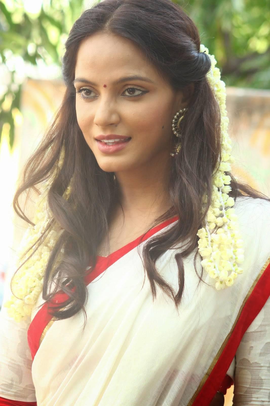 Neetu Chandra White Saree Stills