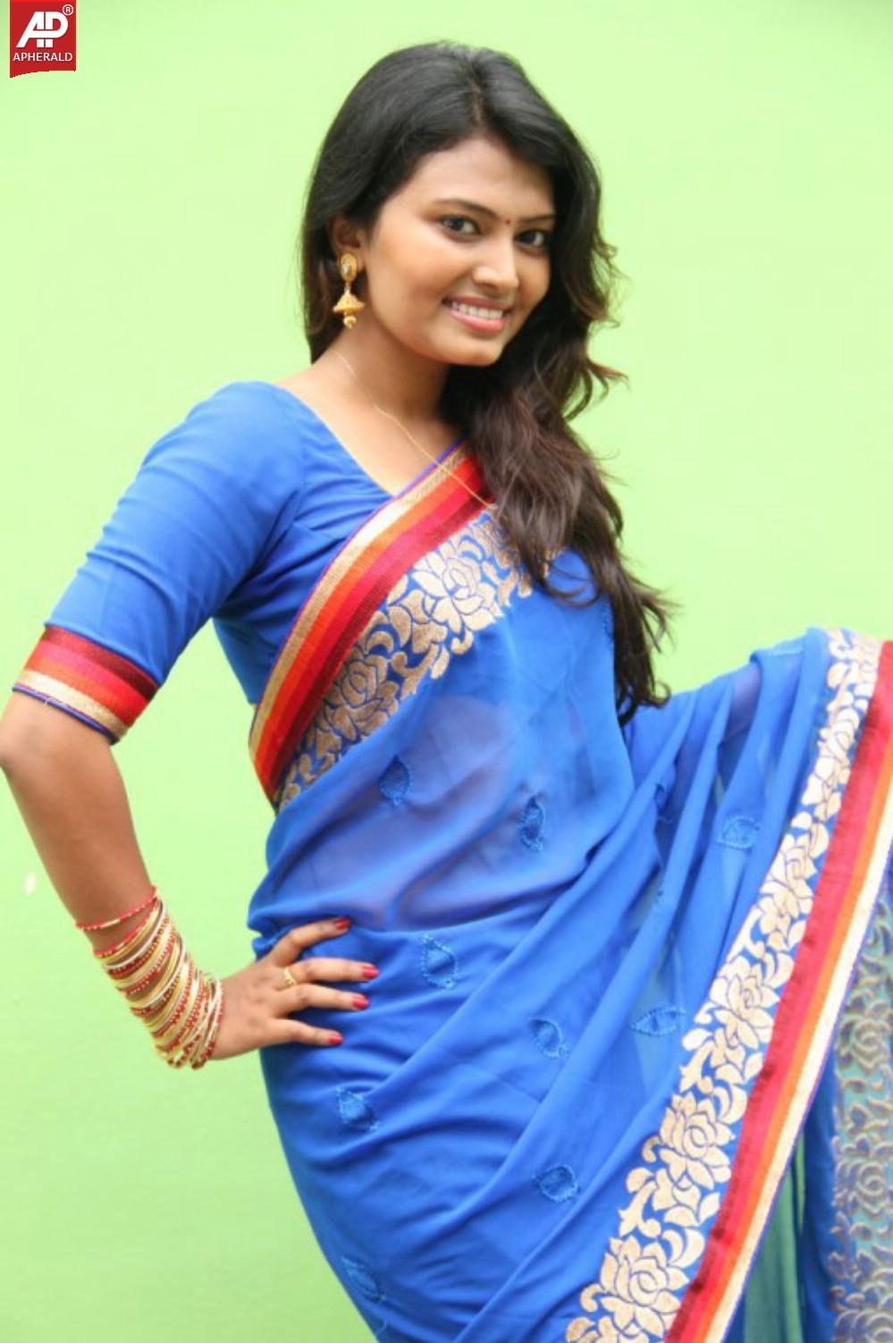 Neha Blue Saree Latest Stills