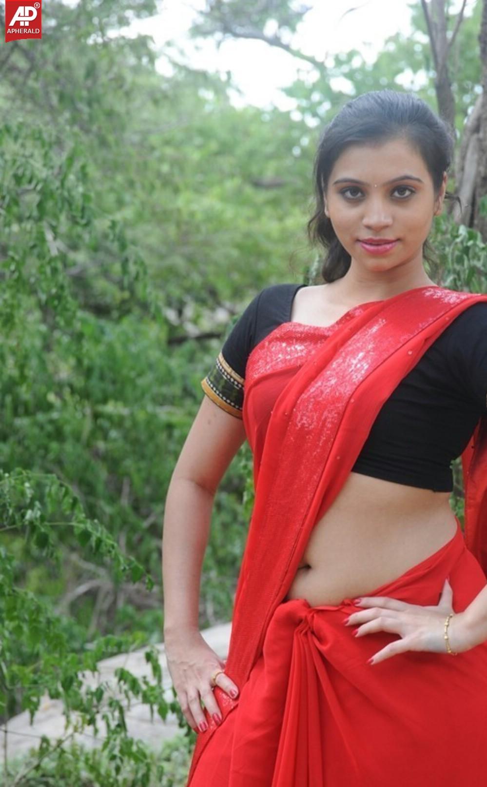 Priyanka Spicy Pics In Red Saree
