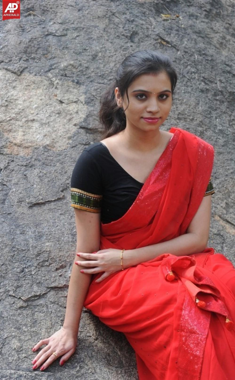 Priyanka Spicy Pics In Red Saree