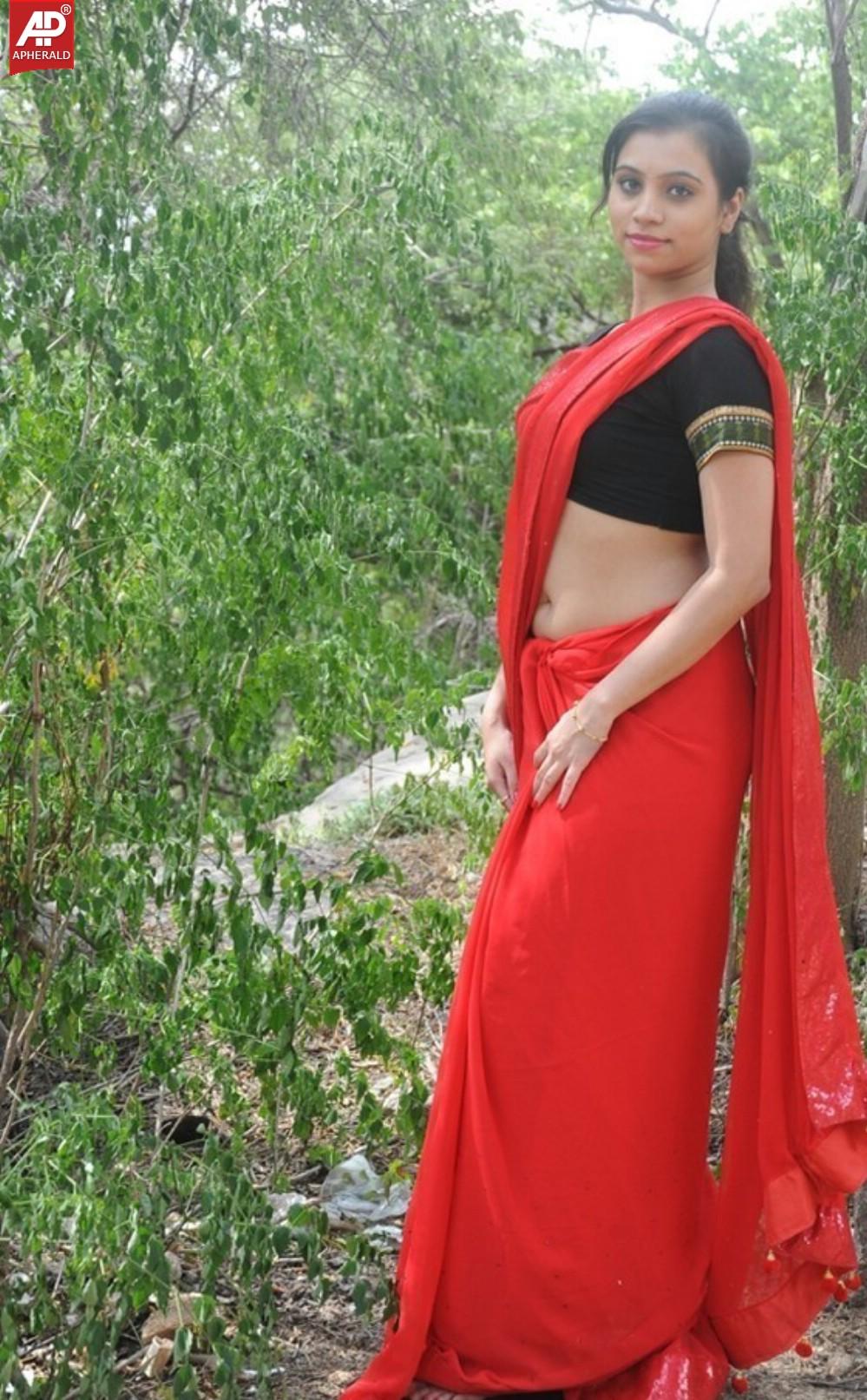 Priyanka Spicy Pics In Red Saree