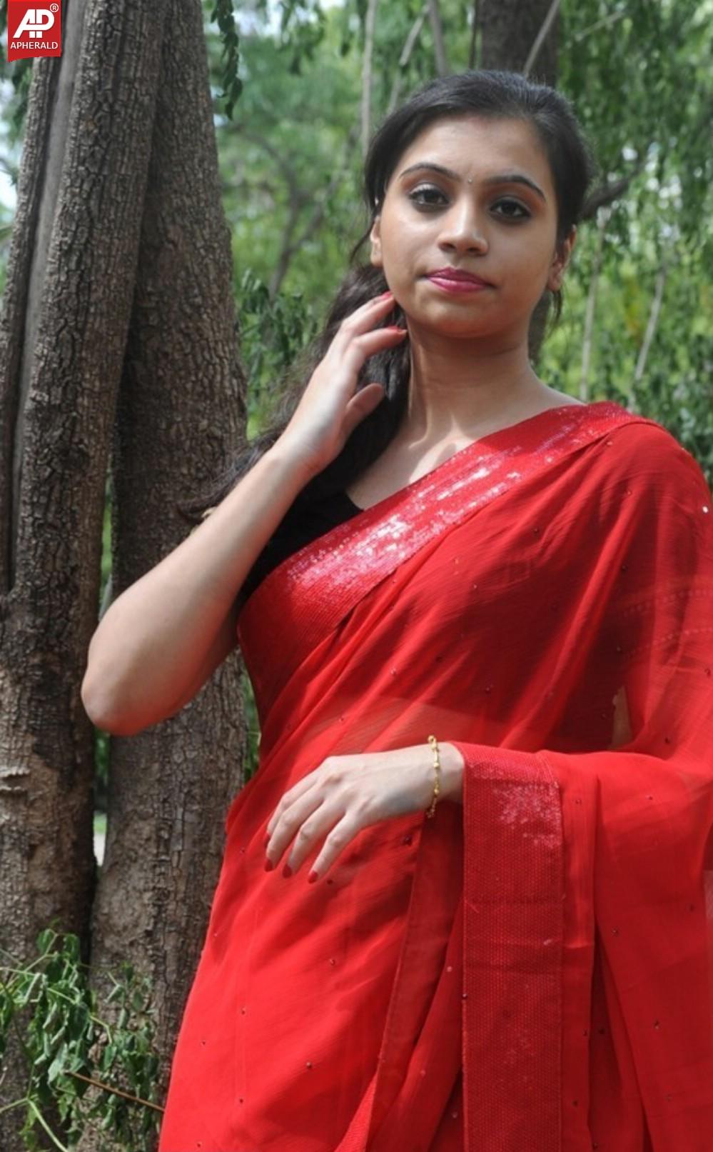 Priyanka Spicy Pics In Red Saree