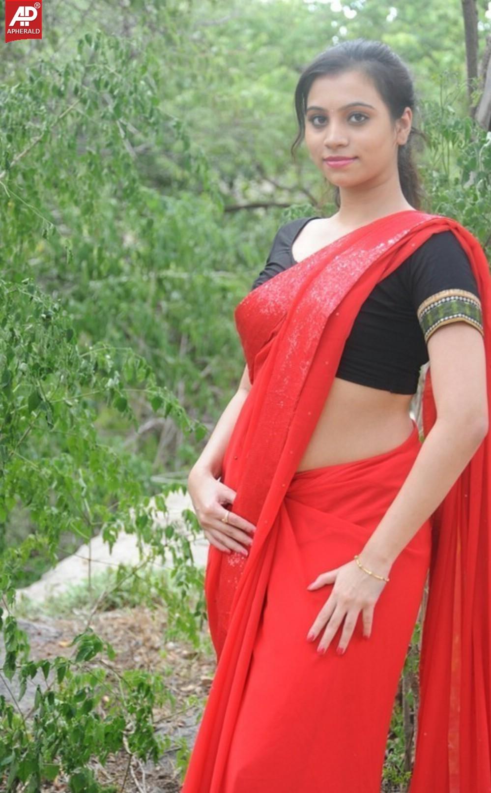 Priyanka Spicy Pics In Red Saree