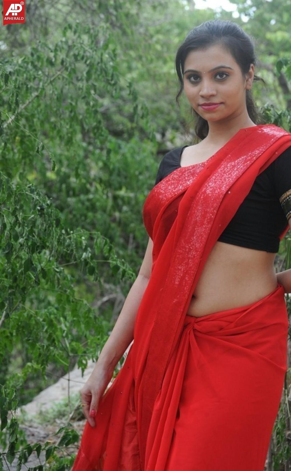 Priyanka Spicy Pics In Red Saree